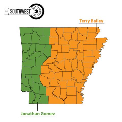 Arkansas distribution map showing territory and territory manager