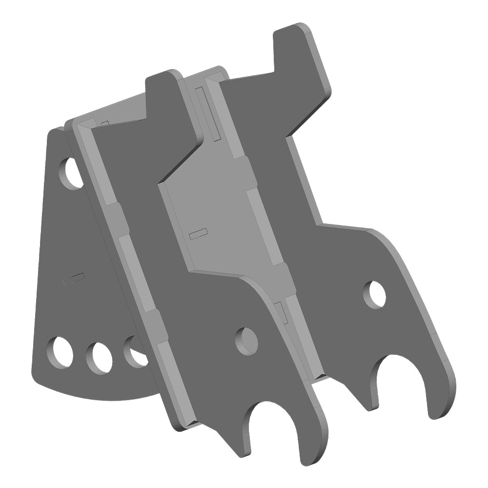 Mount that allows a Hornet Post Driver to be used on John Deere 50D, 50G, 50P, 60D, 60G, 60P, and Hitachi ZX50 machines.