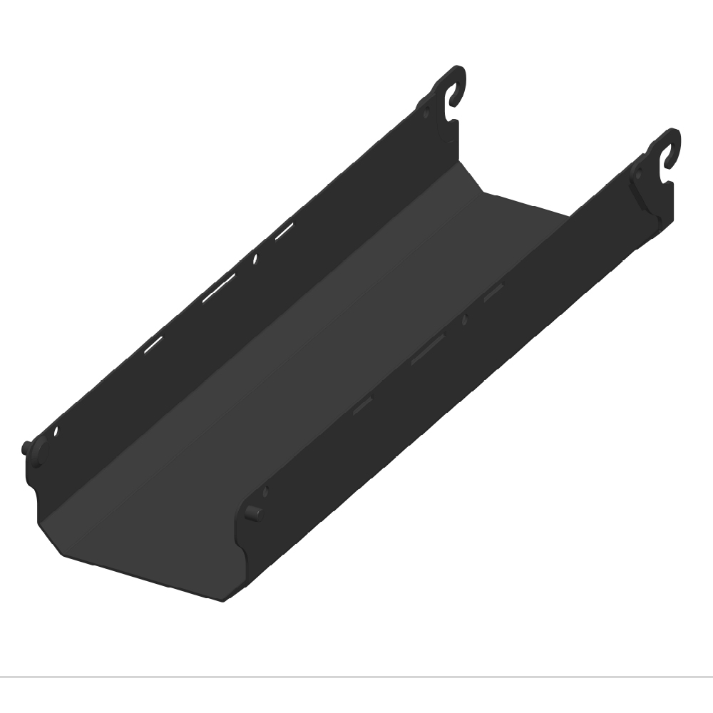 Image showing Danuser Mega Mixer 36-inch black chute attachment with hooks for mounting and securing to mixer gate