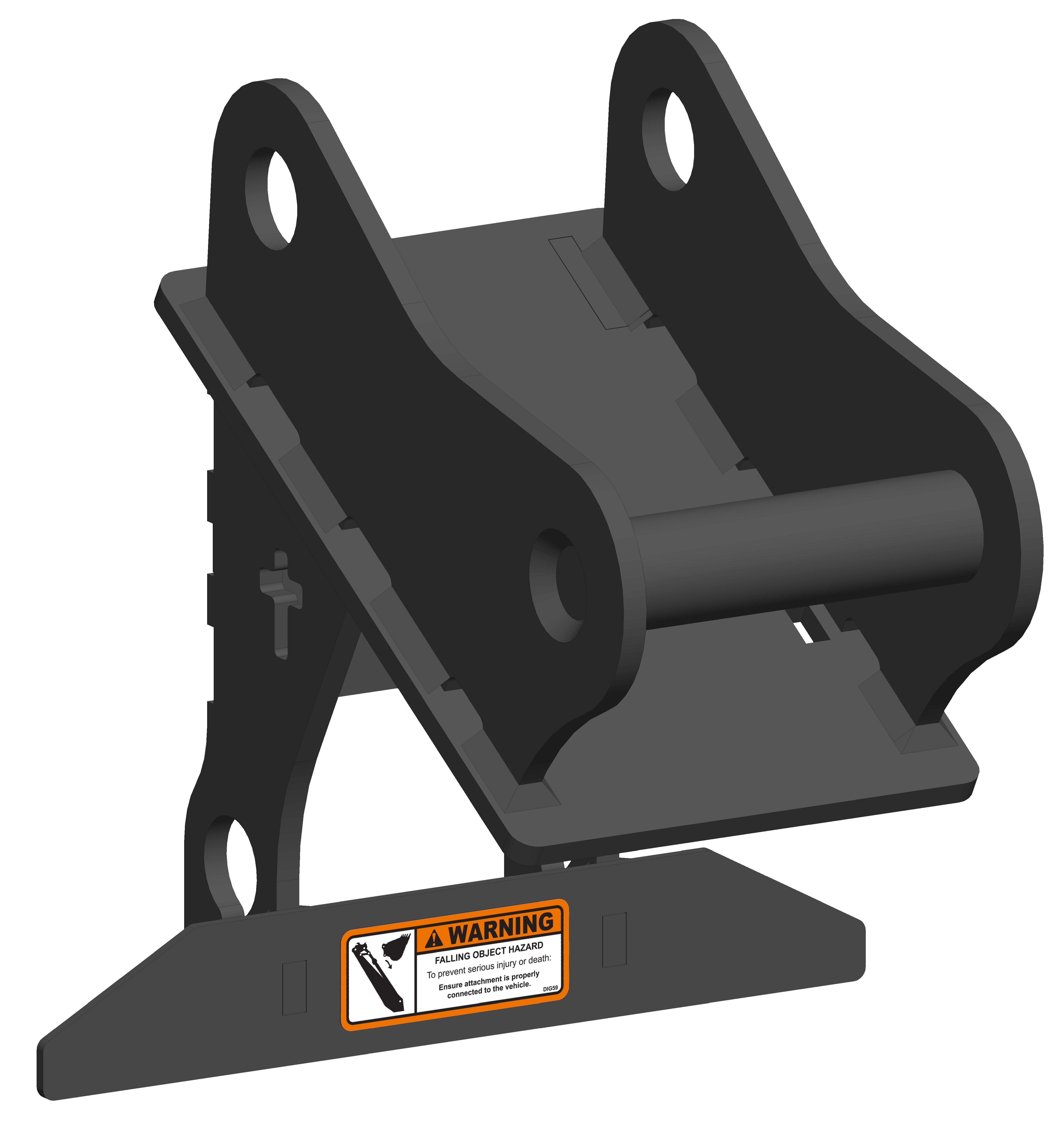Mount that allows a T3 Post Driver to be used on John Deere 310 J/K/L and 410 J/K/L machines.