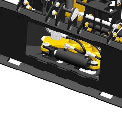 close up of back of intimidator skid steer mount showing the maintenance area